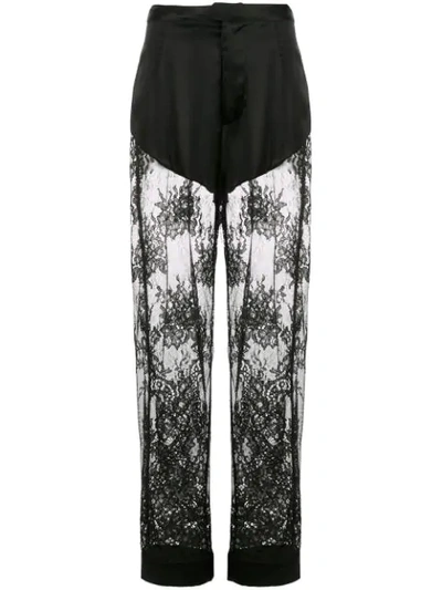 Fleur Du Mal Cillis Silk Lace Pyjama Trousers In Black