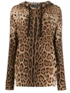 DOLCE & GABBANA CASHMERE KNITTED LEOPARD HOODIE