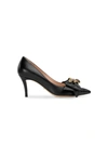 GUCCI LEATHER MID-HEEL PUMP WITH BOW,12562406