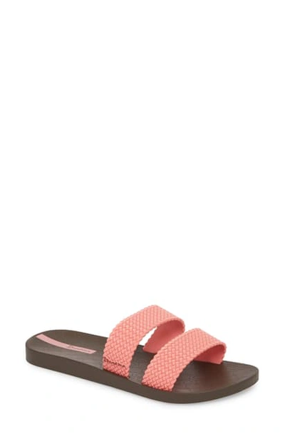 Ipanema City Slide Sandal In Brown/ Pink