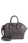 GIVENCHY MINI ANTIGONA CROC EMBOSSED CALFSKIN LEATHER SATCHEL,BB500JB0LK