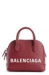 Balenciaga Extra Extra Small Ville Logo Leather Crossbody Satchel - Red In Dark Red/ White