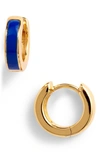 Argento Vivo Enamel Plated Hoop Earrings In Gold/ Blue