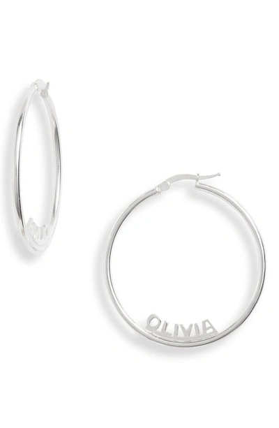 Argento Vivo Personalized Name Hoop Earrings In Silver