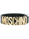 Moschino Logo Belt With Gold-tone Hardware In Black