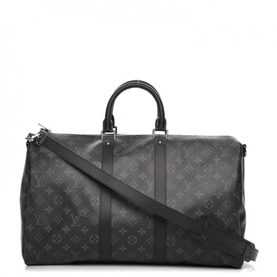 Pre-owned Louis Vuitton Keepall Bandouliere Monogram Eclipse (without Accessories) 45 Black/grey