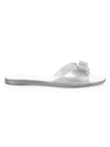 Ferragamo Women's Cirella Flat Jelly Sandals In Silver