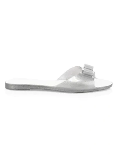 Ferragamo Women's Cirella Flat Jelly Sandals In Silver