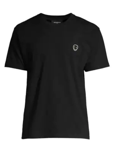 The Kooples Schwarzes Baumwoll-t-shirt Mit Totenkopf-badge In Black