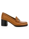 Ferragamo Women's Rolo Block-heel Leather Loafers In Brown