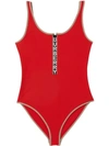 BURBERRY Logo Detail Zip-front Swimsuit