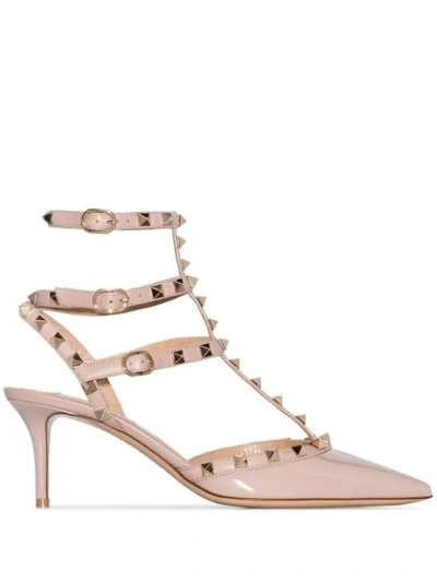 Valentino Garavani Valentino Pink Garavani Rockstud 70 Patent Leather Pumps In Neutrals