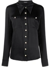 BALMAIN BALMAIN PLISSE STYLE SHIRT - BLACK