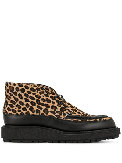 Sacai Leopard Print Boots In Brown