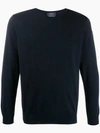 Paul & Shark V-neck Knitted Sweater In Blue