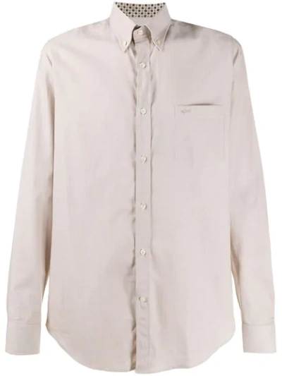 Paul & Shark Long Sleeved Cotton Shirt In Neutrals