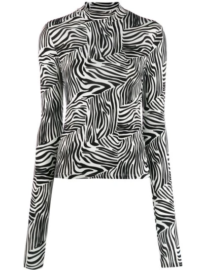 Andamane Zebra Print Turtleneck Sweatshirt In White