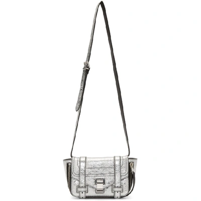 Proenza Schouler Mini Ps1 Metallic Leather Crossbody Bag - Metallic In Dark Silver