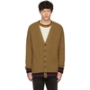 THE ELDER STATESMAN THE ELDER STATESMAN TAN AND NAVY STRIPED CARDIGAN