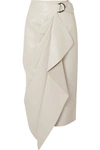 ISABEL MARANT FIOVA LEATHER WRAP-EFFECT MIDI SKIRT