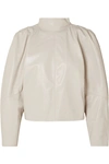 ISABEL MARANT CABY GATHERED LEATHER TOP