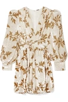Dodo Bar Or Anatalya Metallic Floral Silk Velvet V-neck Dress In Cream