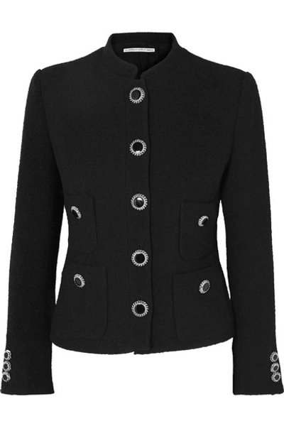 Alessandra Rich Button-embellished Wool-blend Tweed Jacket In Black