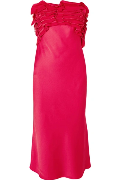 Jason Wu Crepe-back Satin Strapless Cocktail Dress In Bright Pink