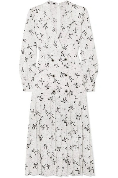 Alessandra Rich Button-embellished Silk-jacquard Midi Dress In White