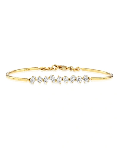 Kimberly Mcdonald 18k Gold Mixed Diamond Bar Wire Bracelet