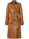BURBERRY TOPSTITCH DETAIL LAMBSKIN TRENCH COAT