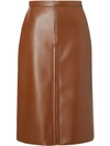 BURBERRY BOX PLEAT DETAIL FAUX LEATHER SKIRT