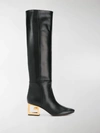 Givenchy Triangle High High Heels Boots In Black Leather In Black