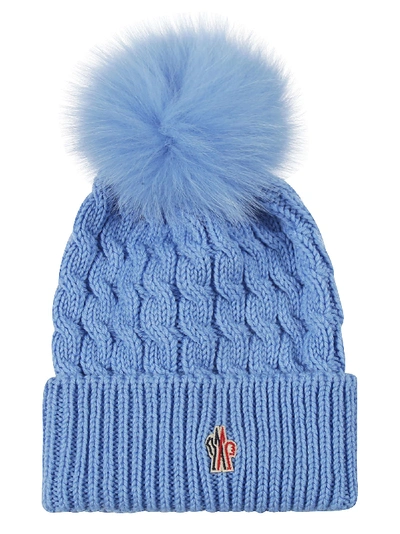 Moncler Ribbed Beanie In Blue