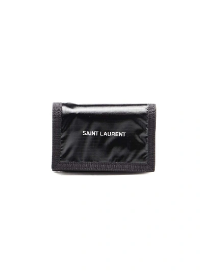 Saint Laurent Nuxx Nylon Logo Bifold Wallet In Black