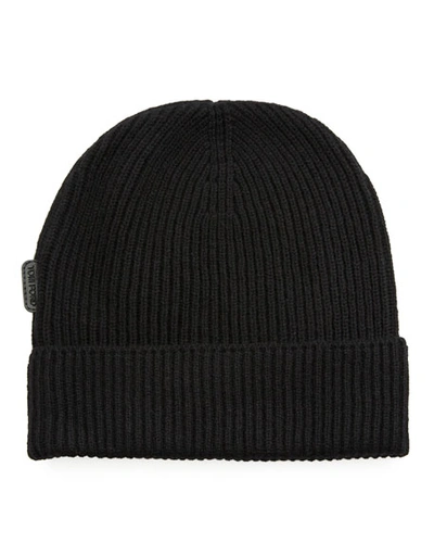Tom Ford Men's 8gg Cashmere Rib-knit Beanie Hat, Black