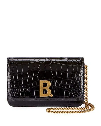 Balenciaga B Croc-embossed Wallet On Chain