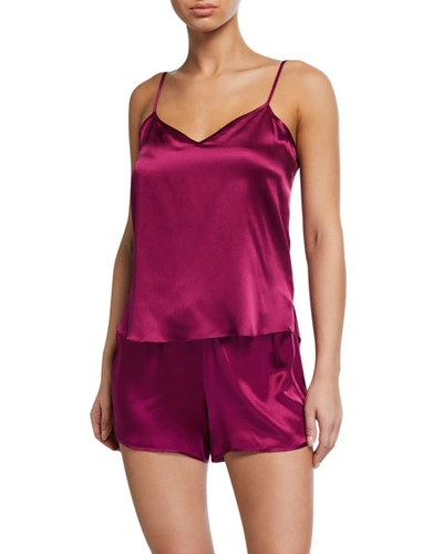 Derek Rose Bailey Silk Camisole Short Set In Magenta