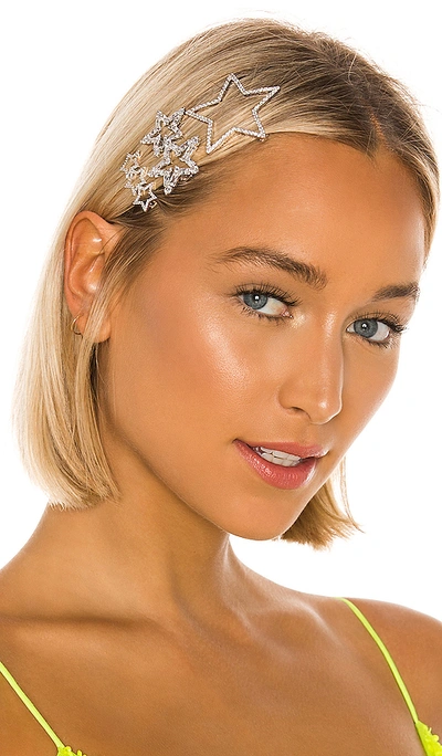 Amber Sceats Star Hair Clip Set In Metallic Silver.