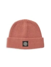 Stone Island Men's Patch Wool Beanie In Rust