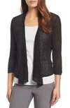 Nic + Zoe Nic+zoe '4-way' Convertible Three-quarter Sleeve Cardigan In Black Onyx