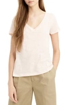 Jcrew Vintage Cotton V-neck Tee In Subtle Pink