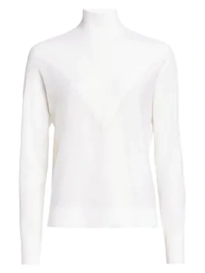 Theory V Intarsia Regal Wool Turtleneck Jumper In Ivory