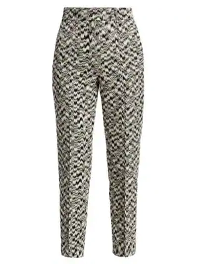 Akris Punto Ikat Printed Ferry Pants In Black Cream