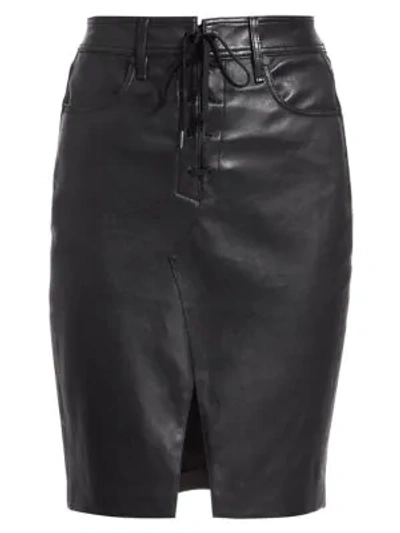 Rag & Bone Lace-up Leather Pencil Skirt In Black