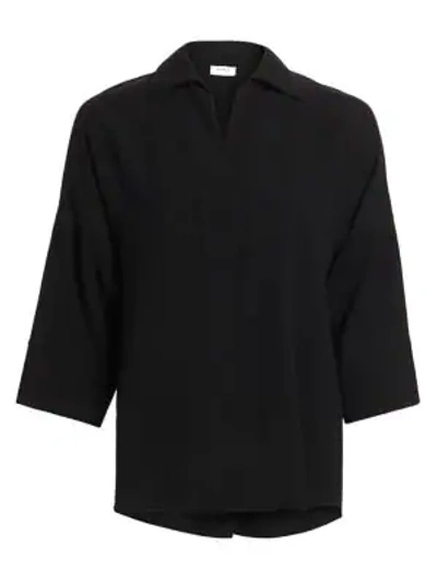 Akris Punto Kimono Collared Wool Blouse In Black