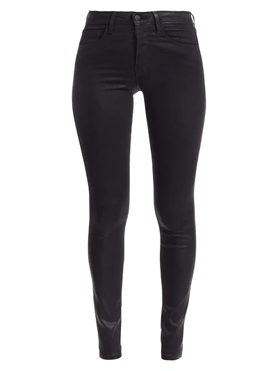 L Agence Margot High-rise Glitter-coated Stretch Skinny Jeans In Black