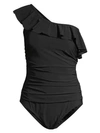 Gottex Swim One-shoulder Ruffle One-piece Swimsuit In Black