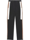 BURBERRY STRIPE DETAIL WOOL TAILORED TROUSERS