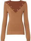 BURBERRY RING-PIERCED TWO-TONE WOOL CASHMERE jumper